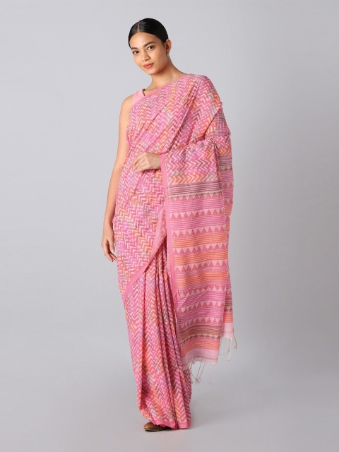 

Taneira Pink & Orange Pure Cotton Saree