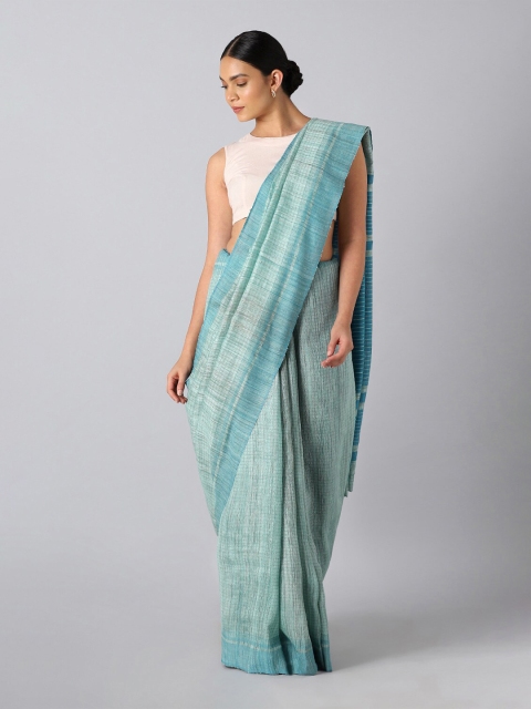 

Taneira Blue Checked Pure Silk Bhagalpuri Saree