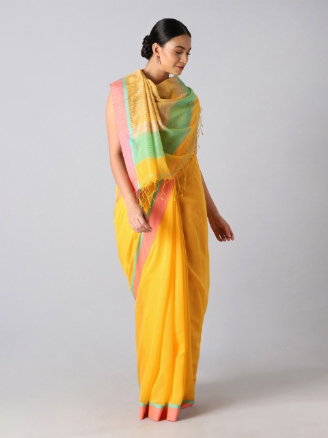 

Taneira Yellow & Green Silk Cotton Saree