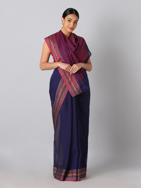 

Taneira Violet & Pink Zari Pure Cotton Saree
