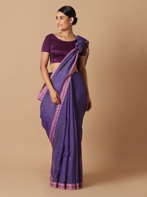 

Taneira Violet & Pink Zari Pure Cotton Saree