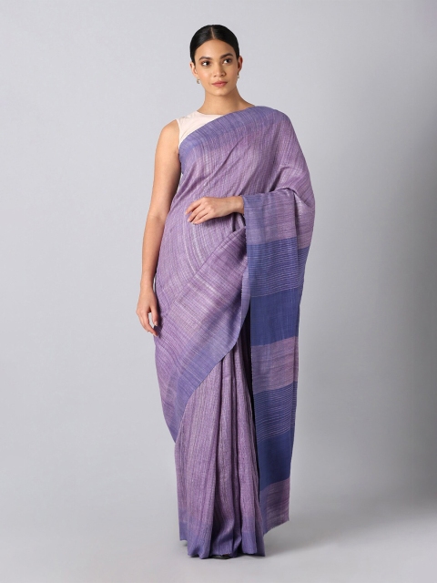 

Taneira Violet & Blue Striped Pure Silk Bhagalpuri Saree