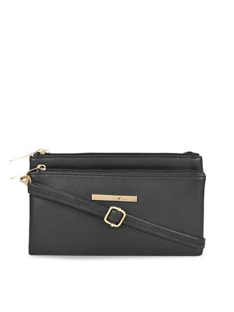 

Rocia Women PU Structured Sling Bag, Black