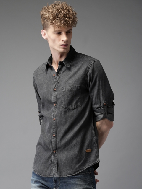 

Moda Rapido Men Charcoal Grey Regular Fit Faded Casual Shirt