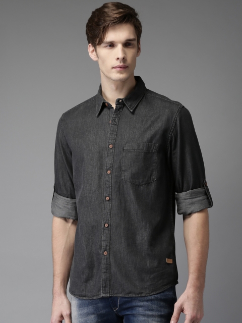 

Moda Rapido Men Charcoal Grey Regular Fit Faded Casual Shirt