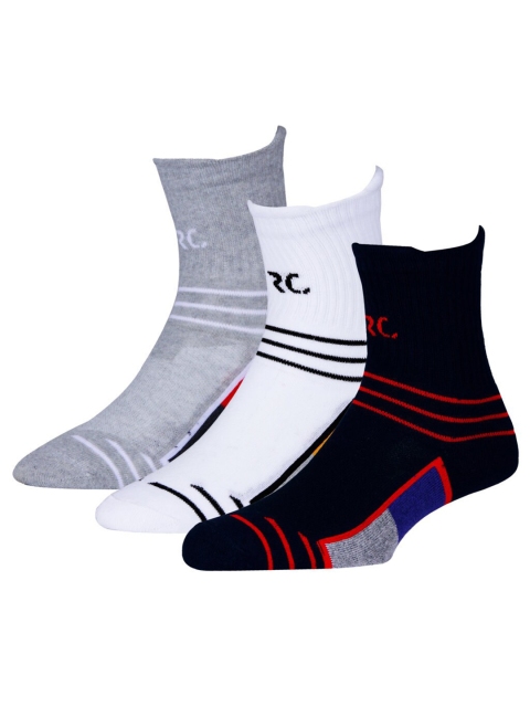 

RC. ROYAL CLASS Men Pack Of 3 Patterned Calf Length Cotton Socks, White