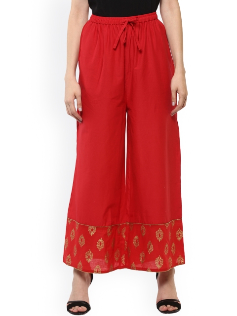 

Bhama Couture Women Red Printed Wide Leg Palazzos