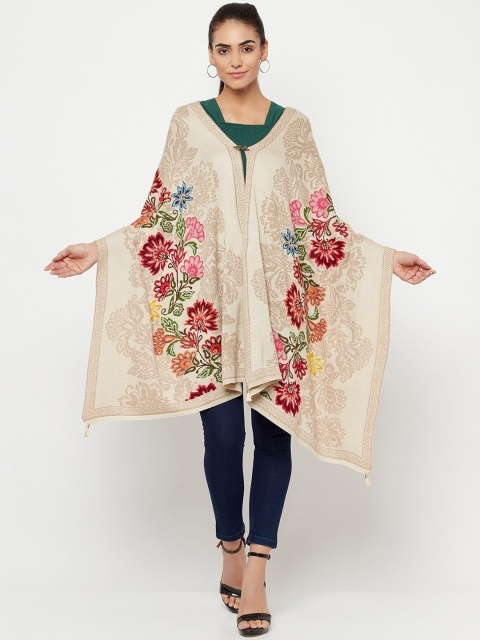 

Knitstudio Women Beige Botanical Woven Design Shawl