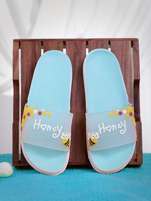 

Pampy Angel Women Blue & Yellow Printed Rubber Sliders