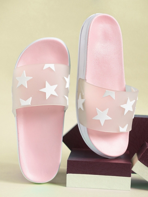 

Pampy Angel Women Pink & White Printed Rubber Sliders