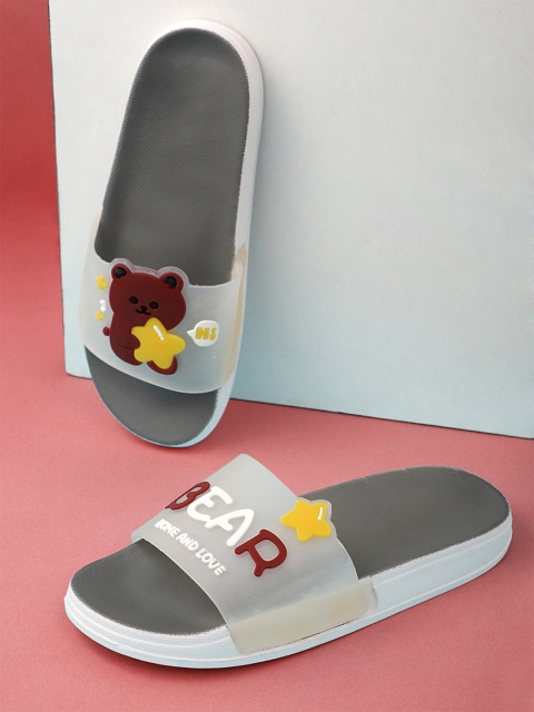 

Pampy Angel Women Grey & White Printed Rubber Sliders