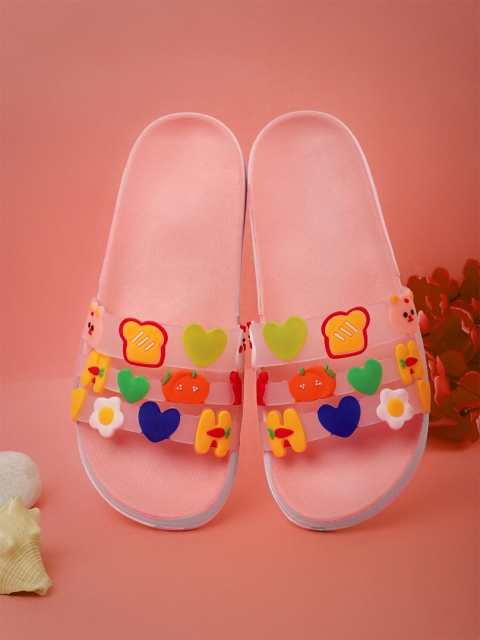 

Pampy Angel Women Pink & Red Printed Rubber Sliders