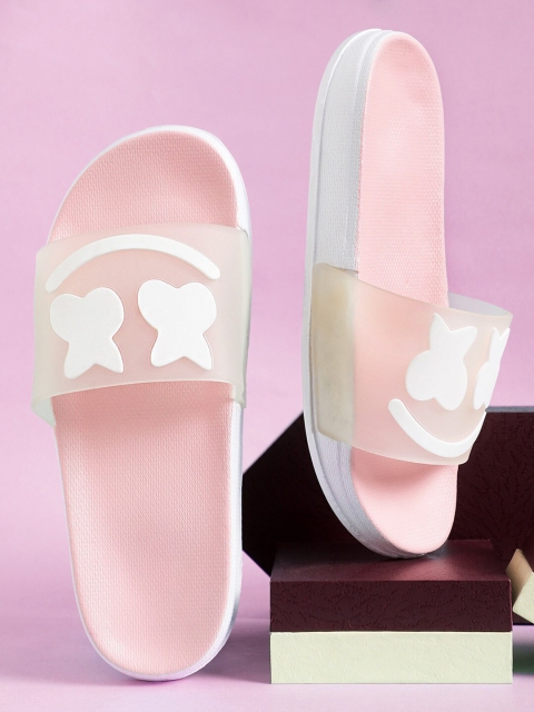 

Pampy Angel Women Pink & White Printed Rubber Sliders
