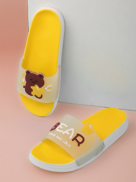 

Pampy Angel Women Yellow & White Printed Rubber Sliders