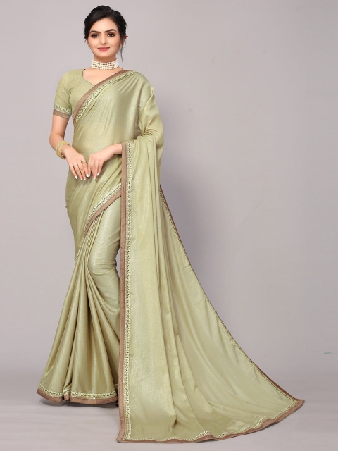 

ODETTE Green Embroidered Silk Blend Saree