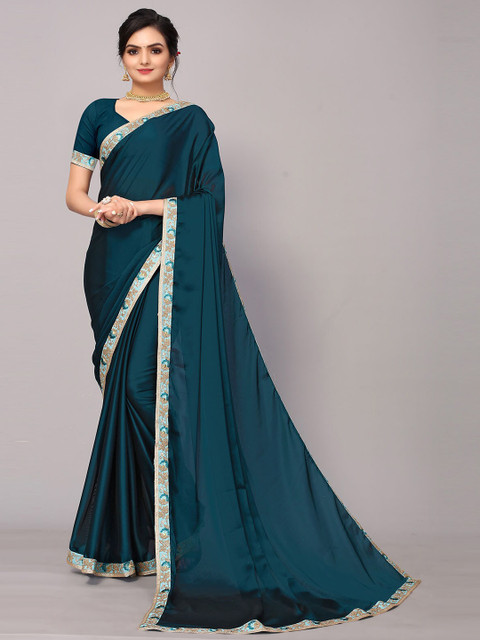 

ODETTE Blue & Gold-Toned Saree