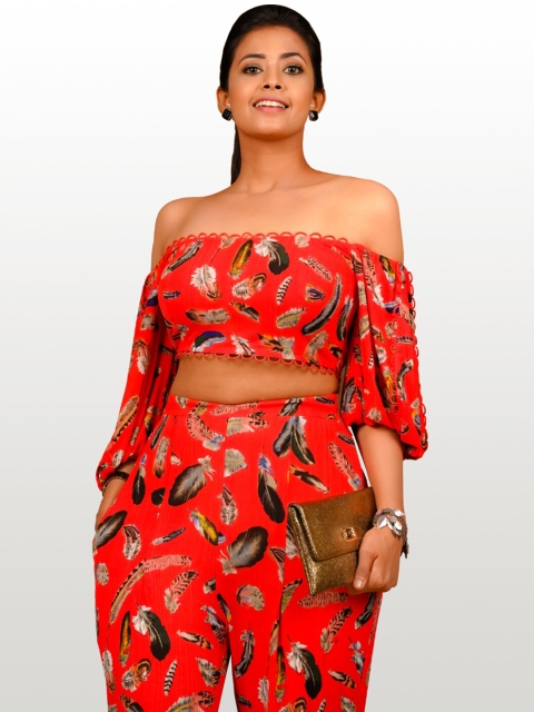 

Hencemade Women Red Printed Co-Ord Set