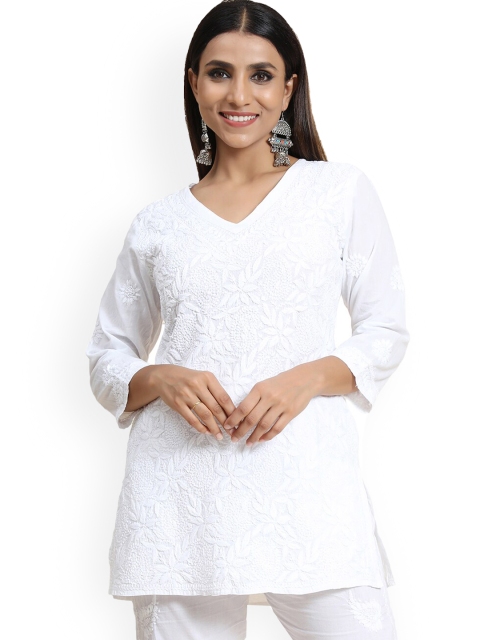 

HOUSE OF KARI Women White Embroidered Chikankari Kurta