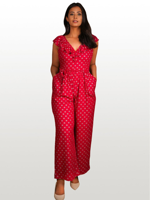 

Hencemade Pink & White Printed Basic Jumpsuit