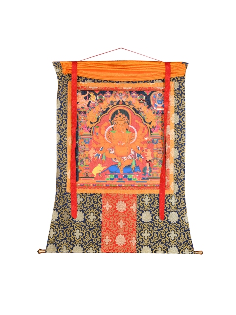 

Exotic India Orange Printed Dadashabhujadhari Nrtya Ganesha Painting Wall Art