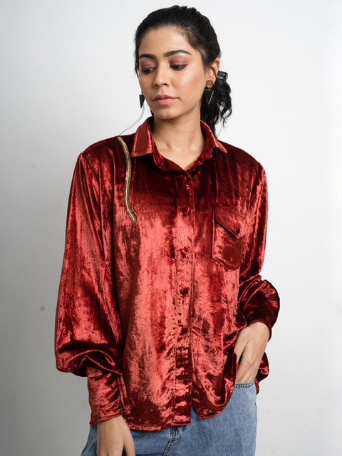 

Hencemade Women Maroon Premium Slim Fit Casual Shirt