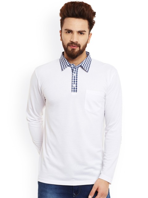 

Hypernation Men White Solid Polo Collar Slim Fit T-shirt