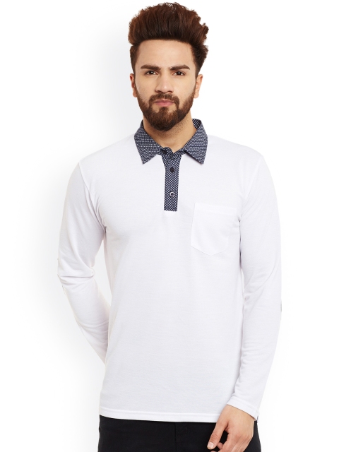 

Hypernation Men White Solid Polo Collar Slim Fit T-shirt