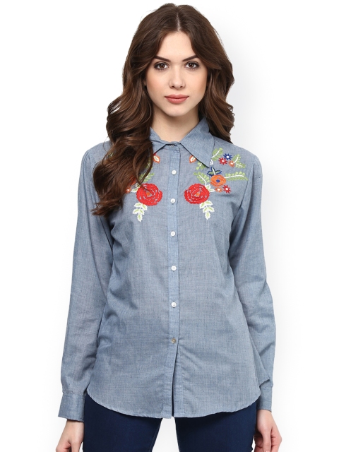 

Bhama Couture Women Blue Nancy Regular Fit Casual Shirt