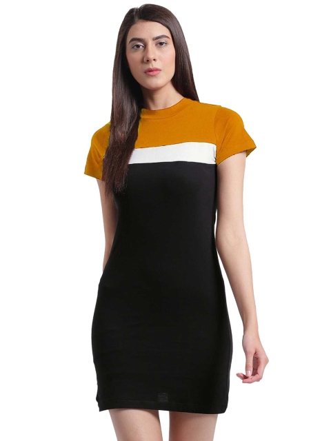 

LOOKFIELD Yellow Colourblocked T-shirt Mini Dress