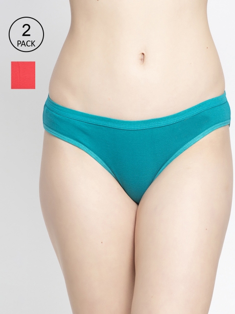 

GRACIT Women Pack Of 2 Blue & Pink Solid Seamless Hipster Briefs