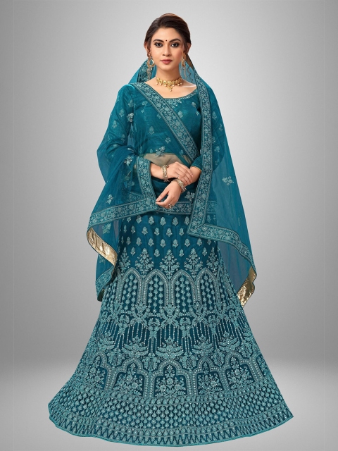 

Sarvayog Fashion Women Teal embroidered Semi-Stitched & Unstitched Blouse With Dupatta