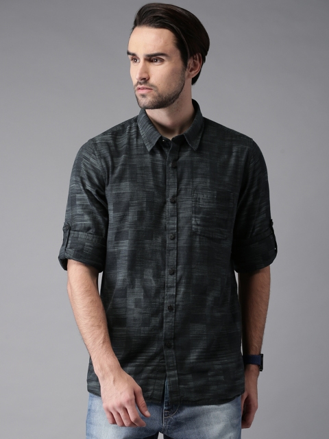 

Moda Rapido Men Grey Slim Fit Self Design Casual Shirt