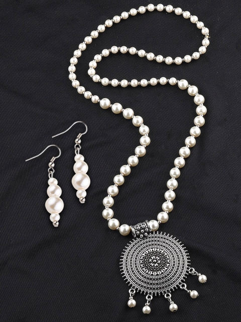 

Silver Shine Silver-Plated Pearl Beaded Jewellery Set