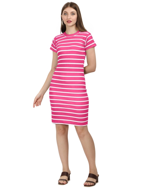 

LOOKFIELD Pink & White Striped Sheath Dress