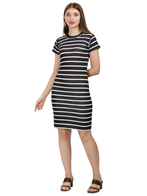 

LOOKFIELD Black & White Striped Sheath Dress