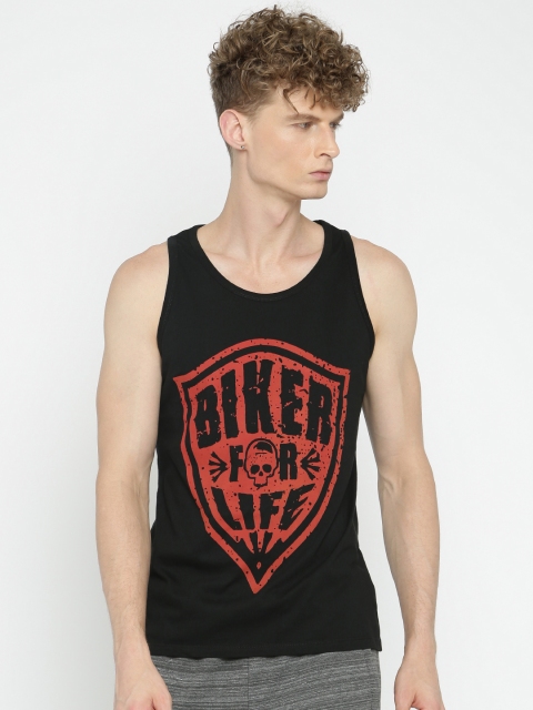 

SayItLoud Men Black Printed Round Neck Lounge T-shirt