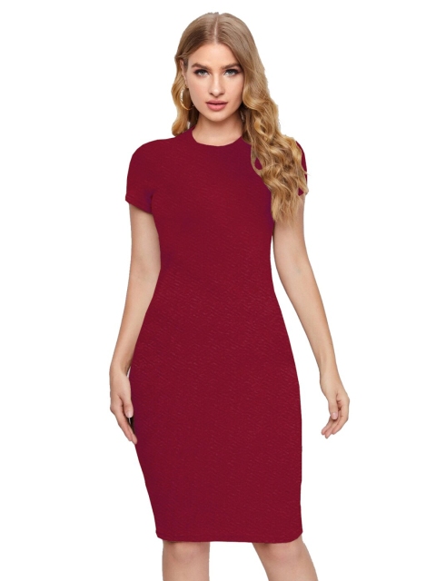 

LOOKFIELD Maroon Solid Bodycon Dress