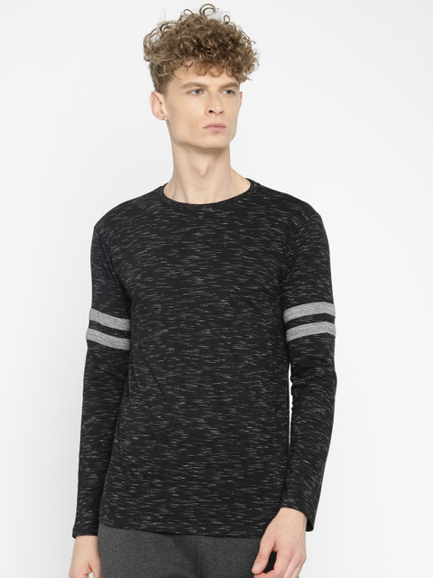 

SayItLoud Men Black Solid Round Neck Lounge T-shirt
