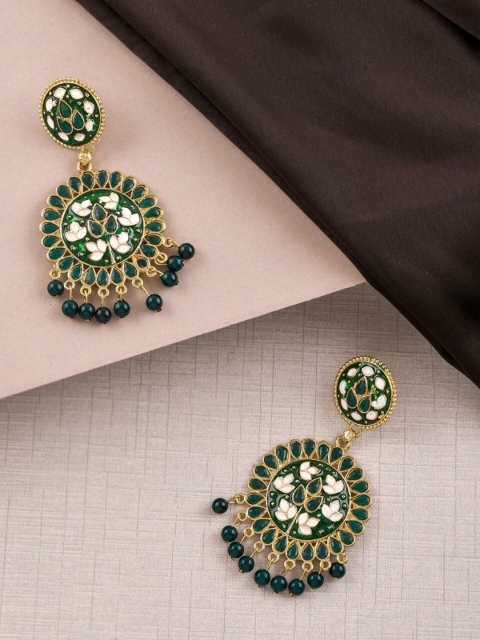

Alysa Green & Gold Plated Circular Drop Earrings