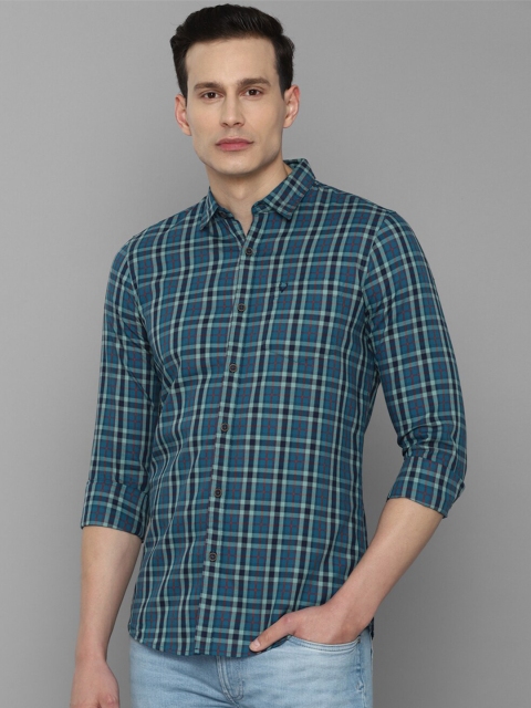 

Allen Solly Men Blue And Green Tartan Checks Slim Fit Cotton Casual Shirt