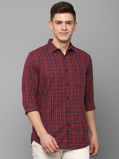 

Allen Solly Men Maroon Slim Fit Tartan Checks Checked Casual Shirt