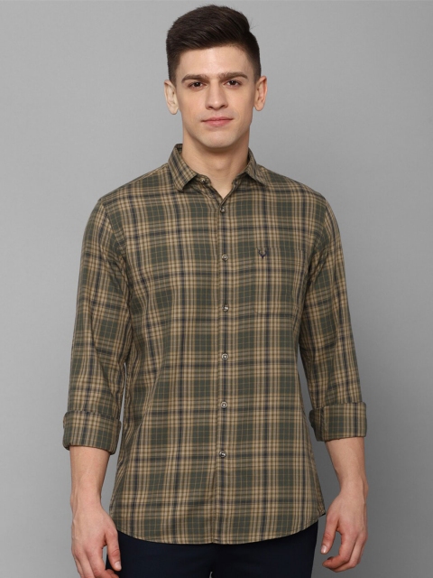 

Allen Solly Men Olive Green Slim Fit Tartan Checked Pure Cotton Casual Shirt