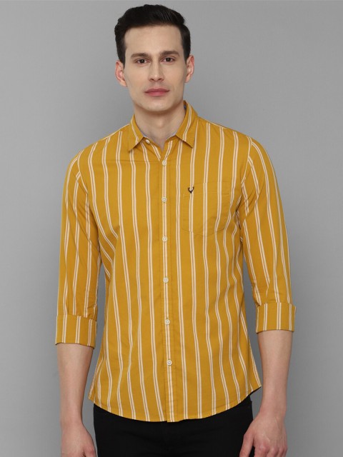 

Allen Solly Men Mustard Striped Casual Shirt