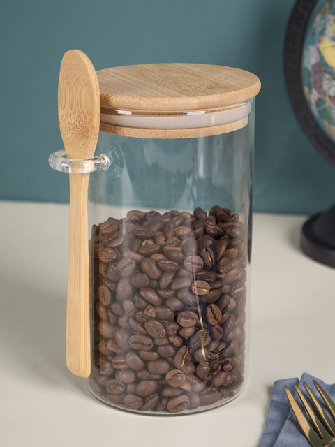 

MARKET99 Transparent Solid Canister With Lid & Spoon