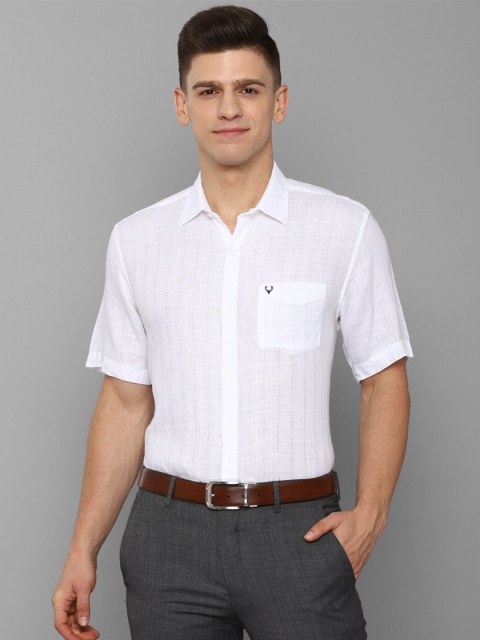 

Allen Solly Men White Slim Fit Checked Pure Linen Formal Shirt