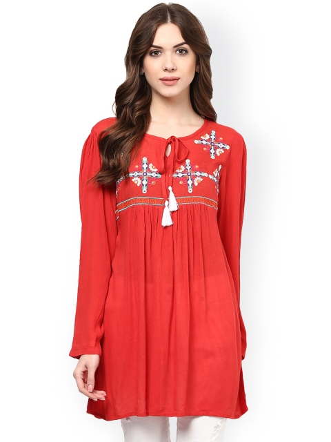 

Bhama Couture Women Red Embroidered Top