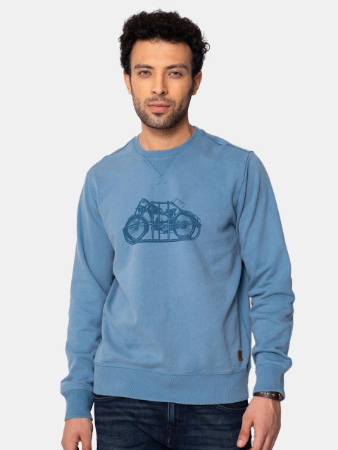 

Royal Enfield Men Blue Printed Cotton Sweatshirt