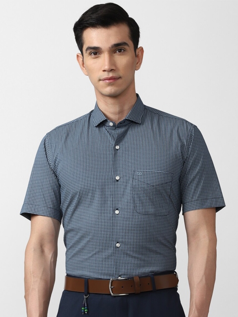 

Peter England Men Blue Geometric Print Regular Fit Cotton Formal Shirt