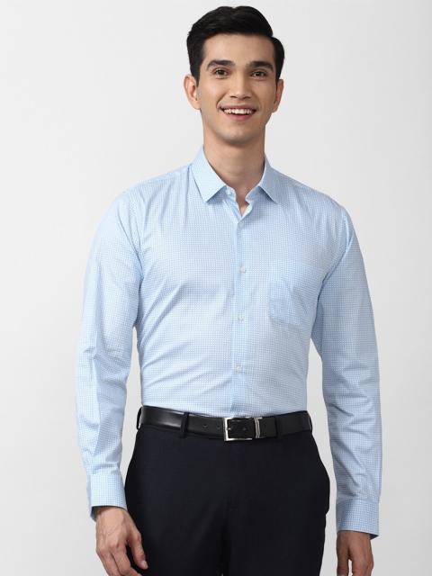 

Peter England Men Blue Geometric Print Regular Fit Cotton Formal Shirt