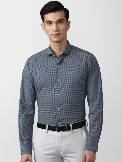 

Peter England Men Blue Geometric Print Regular Fit Cotton Formal Shirt